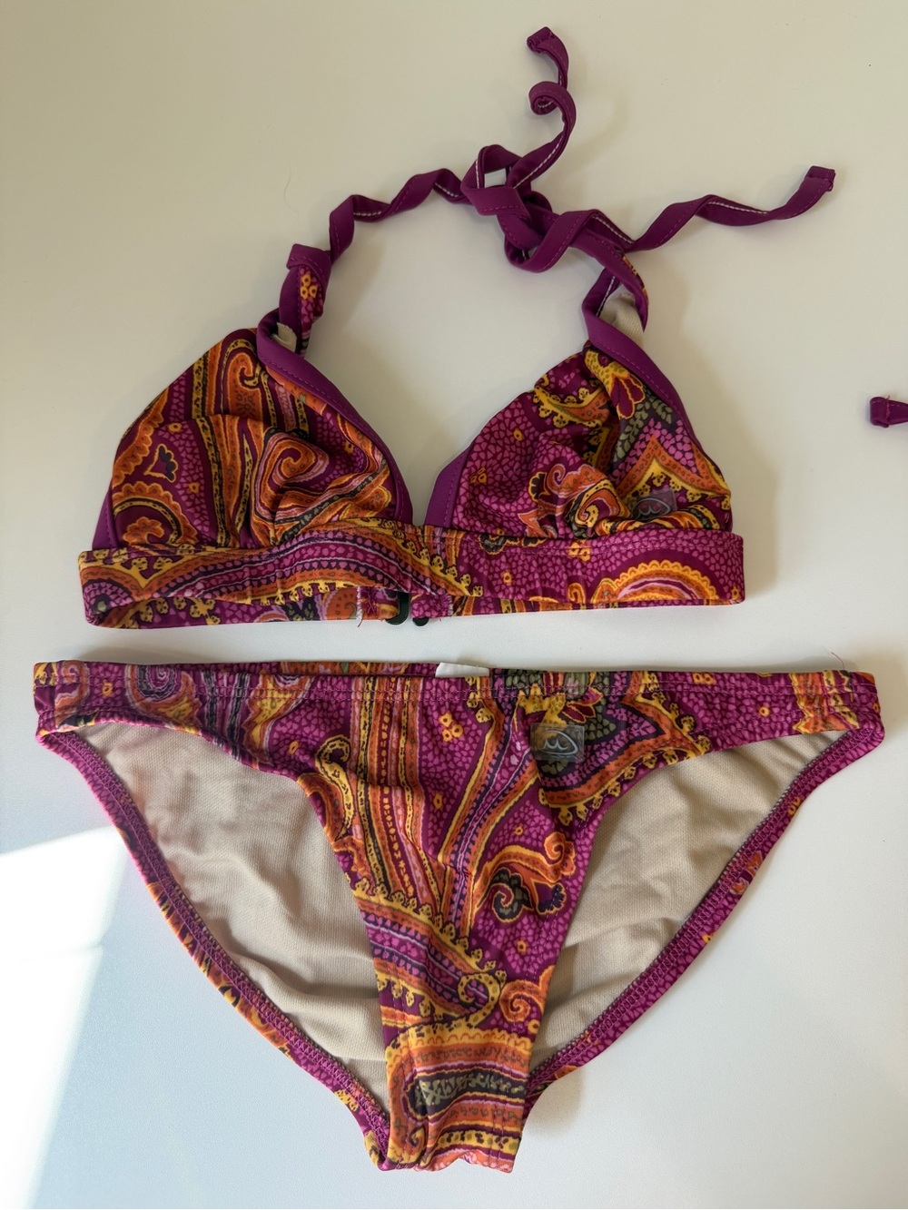 Paisley Print Purple & Orange Bikini Set